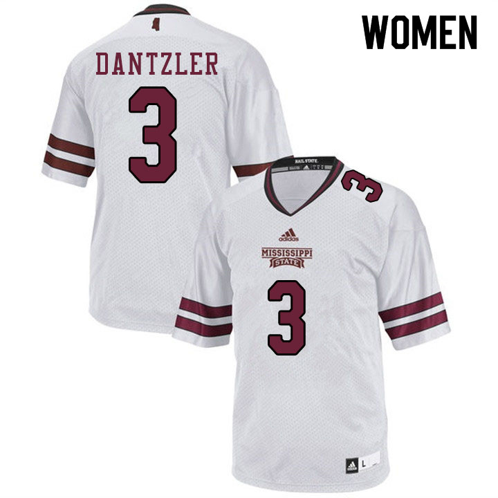 Women #3 Cameron Dantzler Mississippi State Bulldogs College Football Jerseys Sale-White